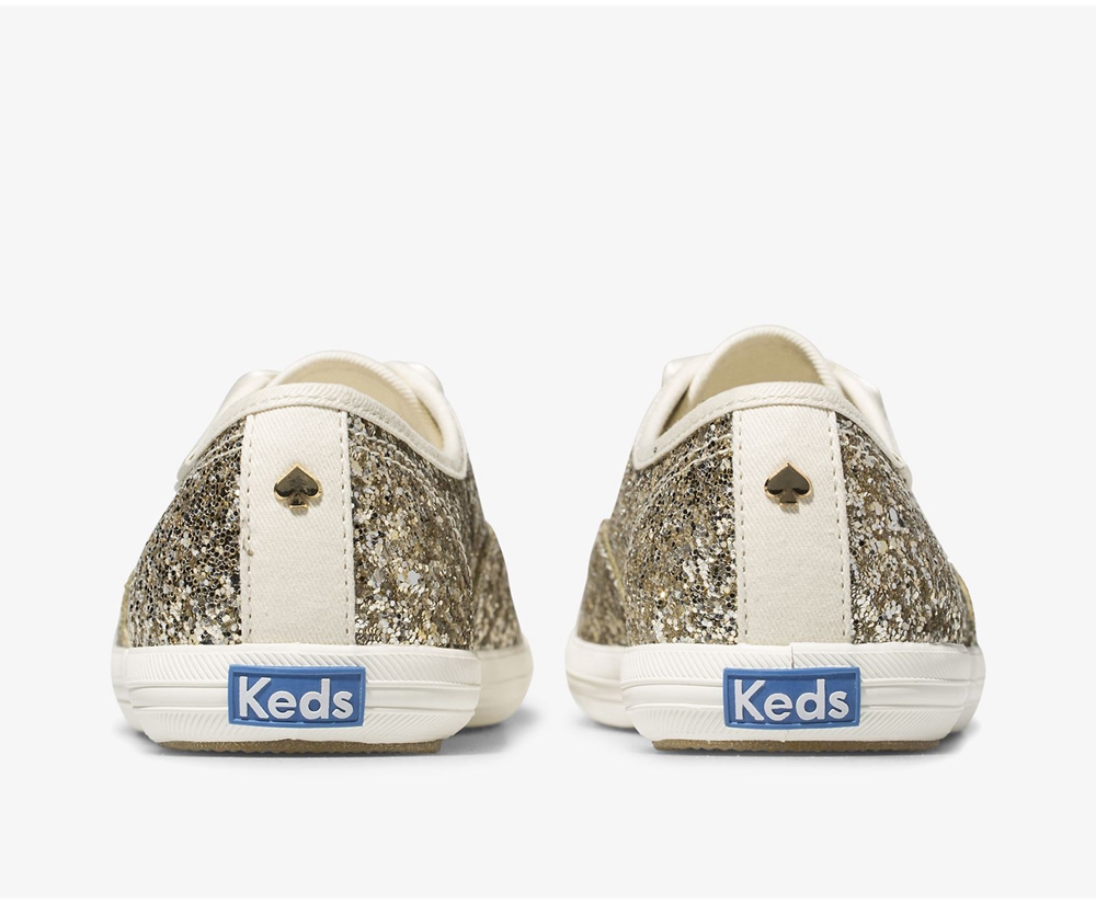 Womens Keds Sneakers - Kate Spade new york Champion Glitter - Gold - 6230-TACMK